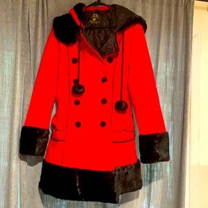 Faux fur lined winter coat